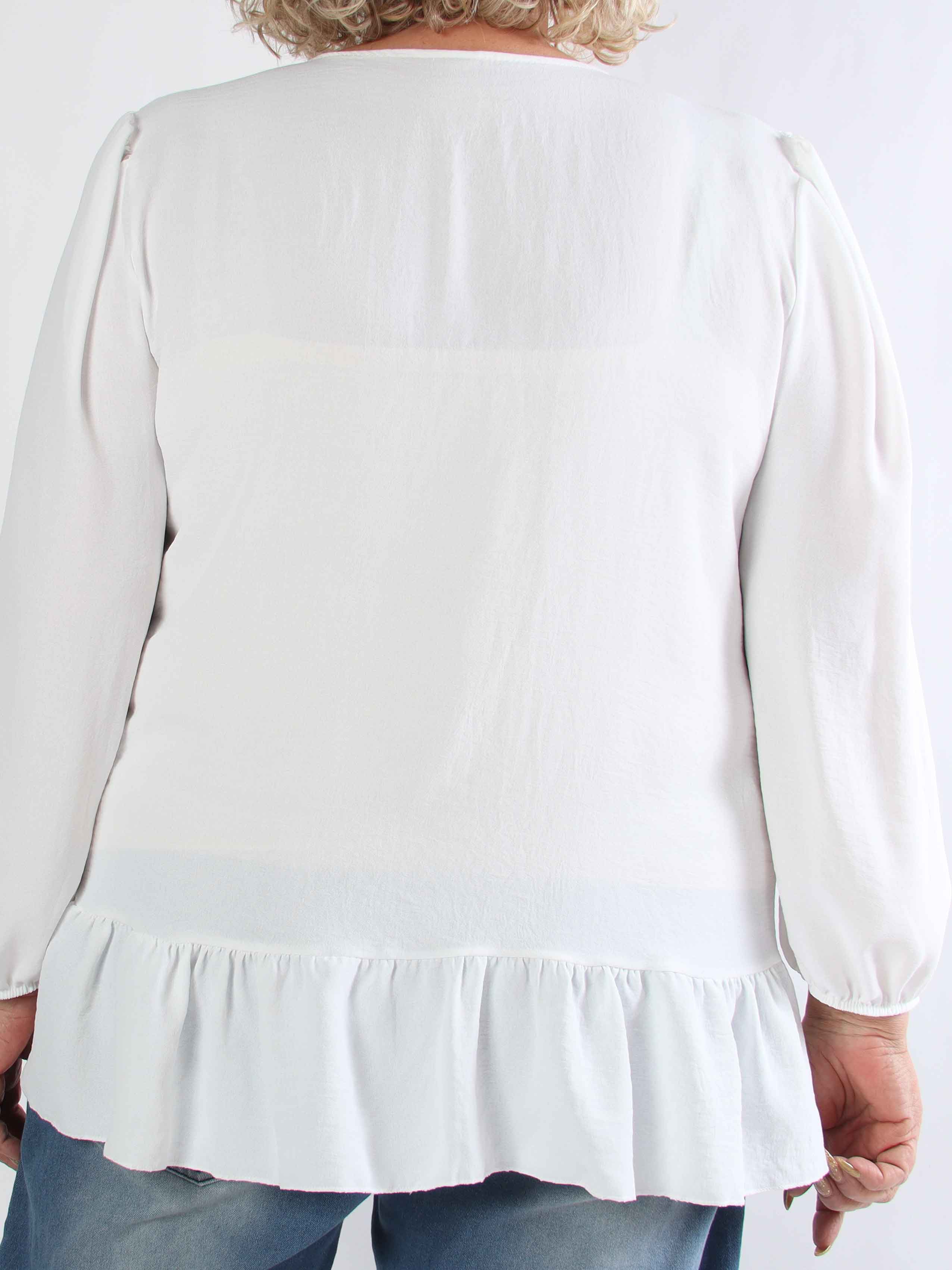 Leslie - Plus size tunika i viskose med fine sløjfer foran